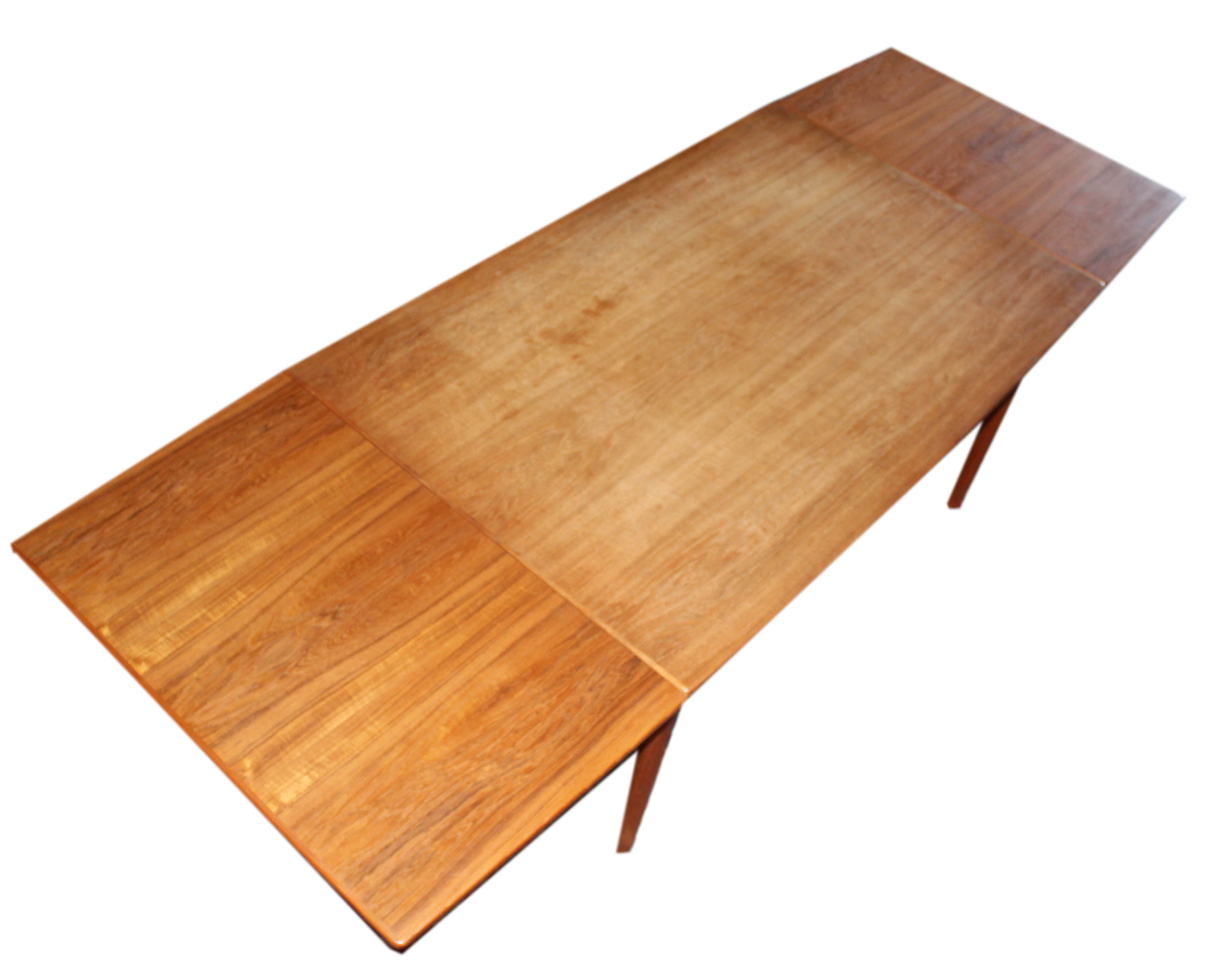 Vintage Danish Modern A/S Randers Teak Draw Leaf Dining Table