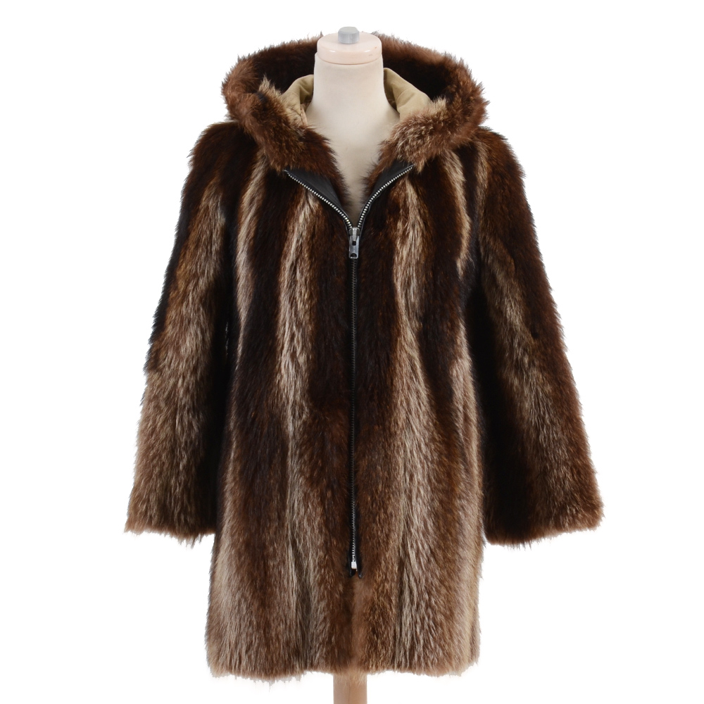 1960s Vintage Furs by Irving Poloniecki Raccoon Fur Coat
