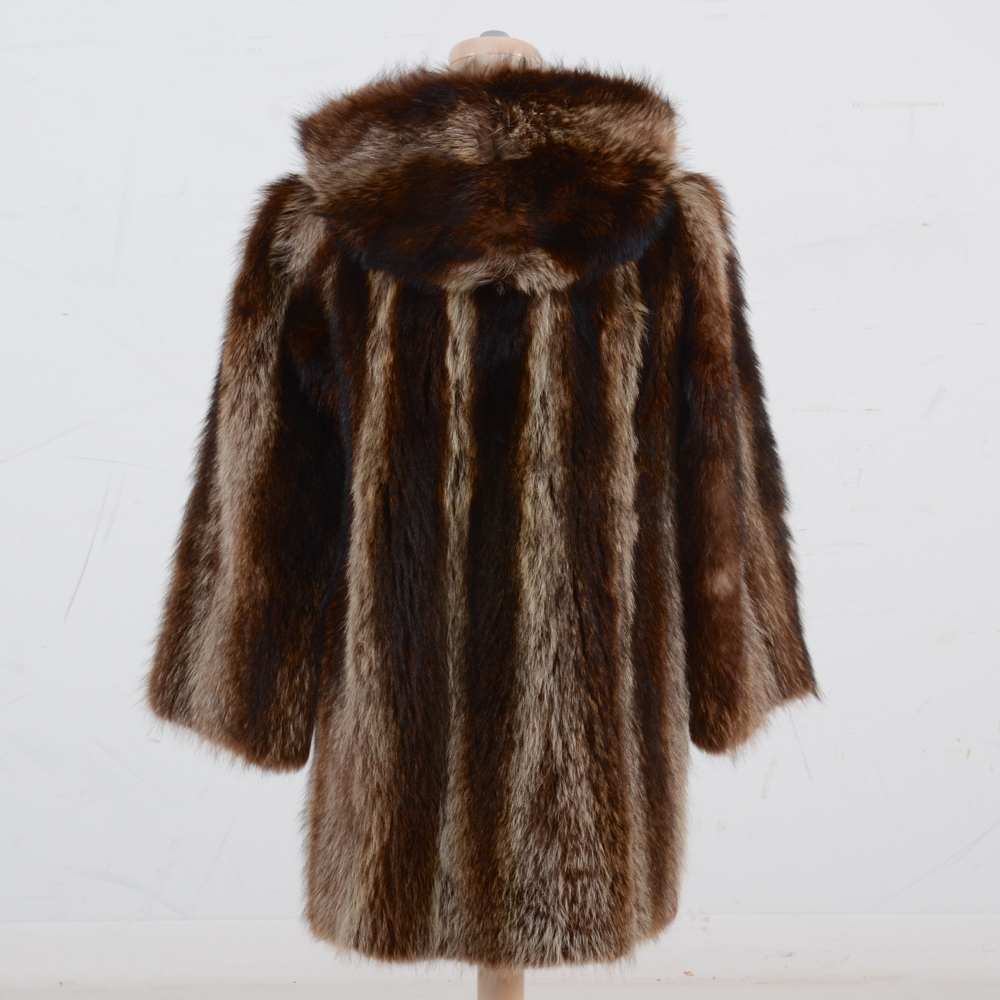 1960s Vintage Furs by Irving Poloniecki Raccoon Fur Coat