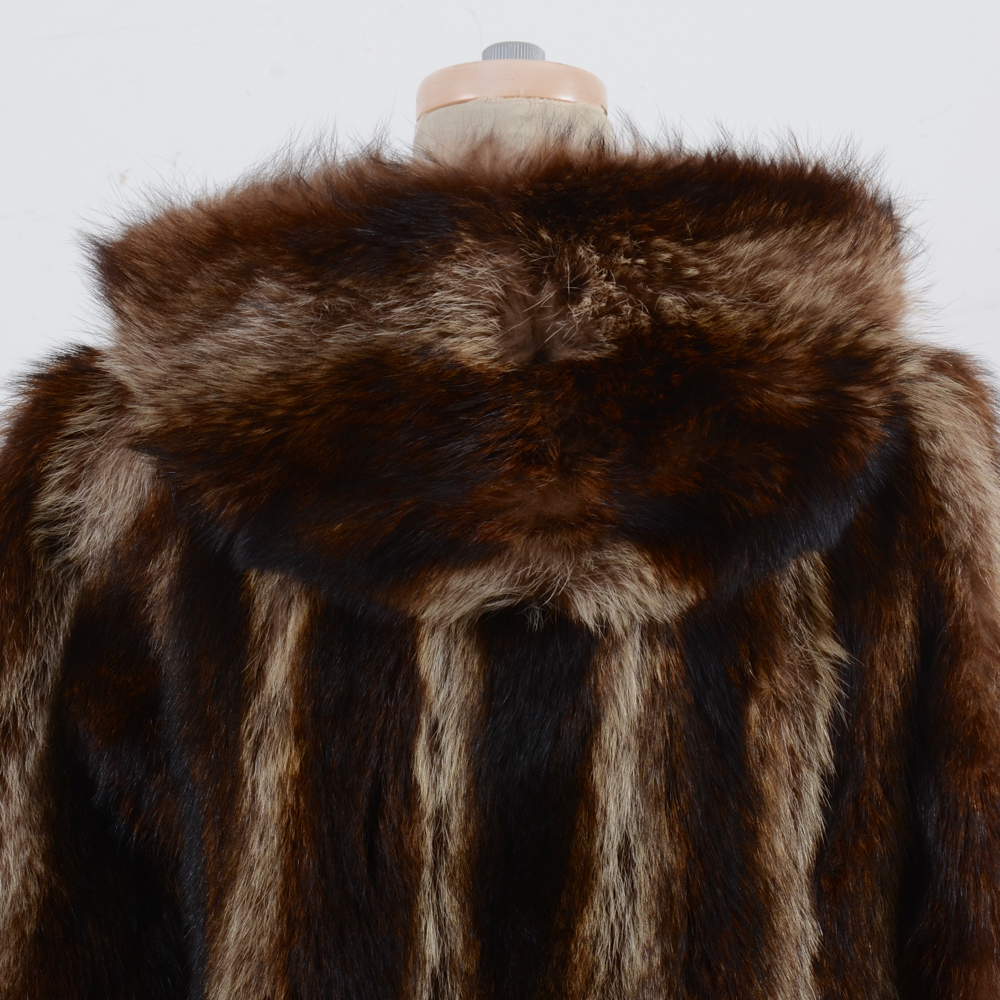 1960s Vintage Furs by Irving Poloniecki Raccoon Fur Coat