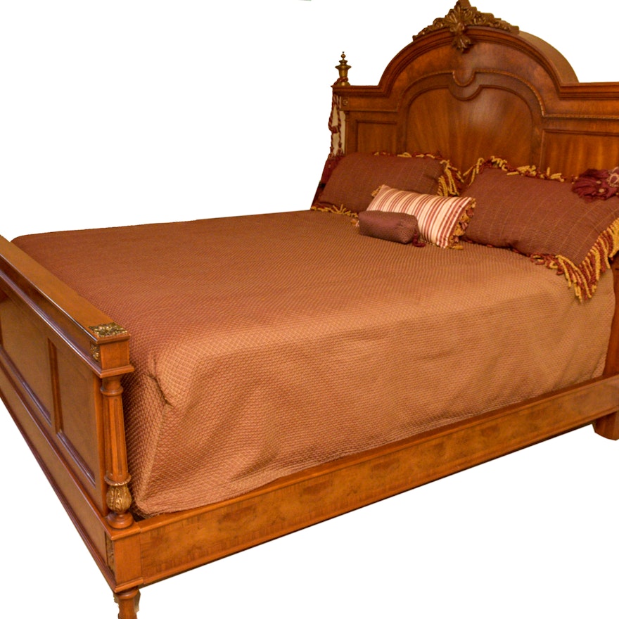 Ornate King Sized Bed With Bedding