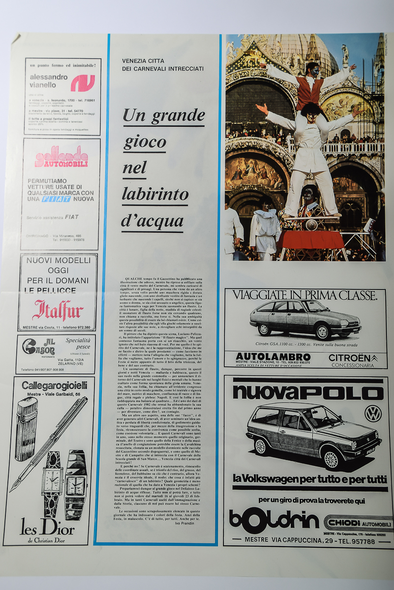 Pair of 1982 Carnevale A Venezia Magazine Advertisements