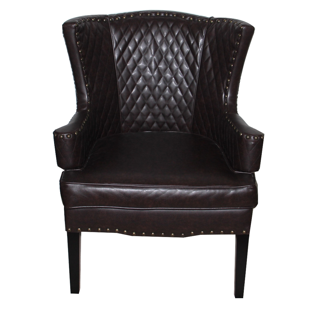 Brown Leather Quilted Library Chair