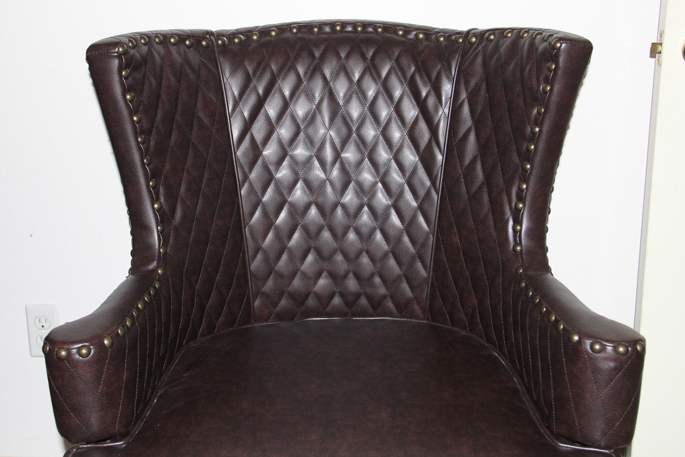 Brown Leather Quilted Library Chair