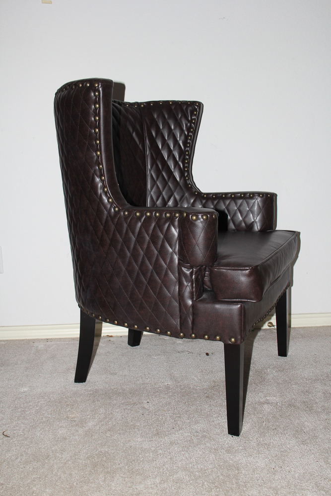 Brown Leather Quilted Library Chair
