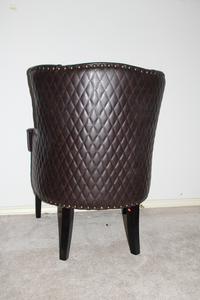 Brown Leather Quilted Library Chair