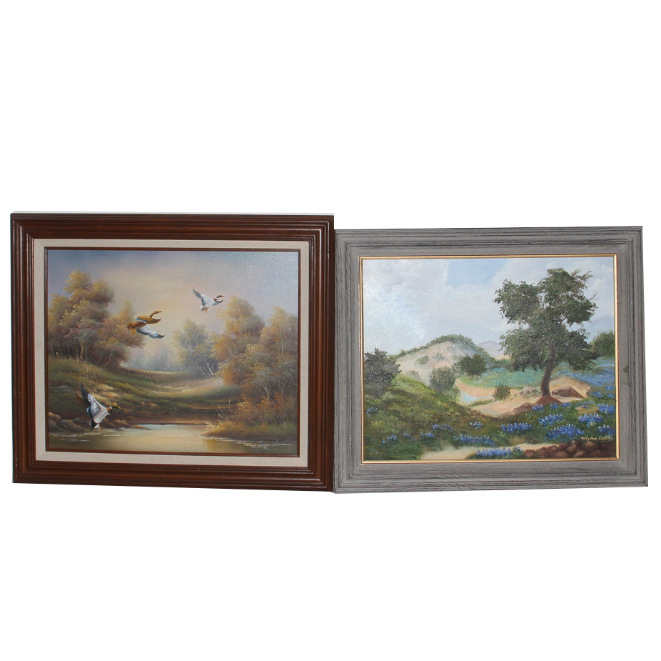Pair of Original, Signed Oil Paintings Inspired by Nature