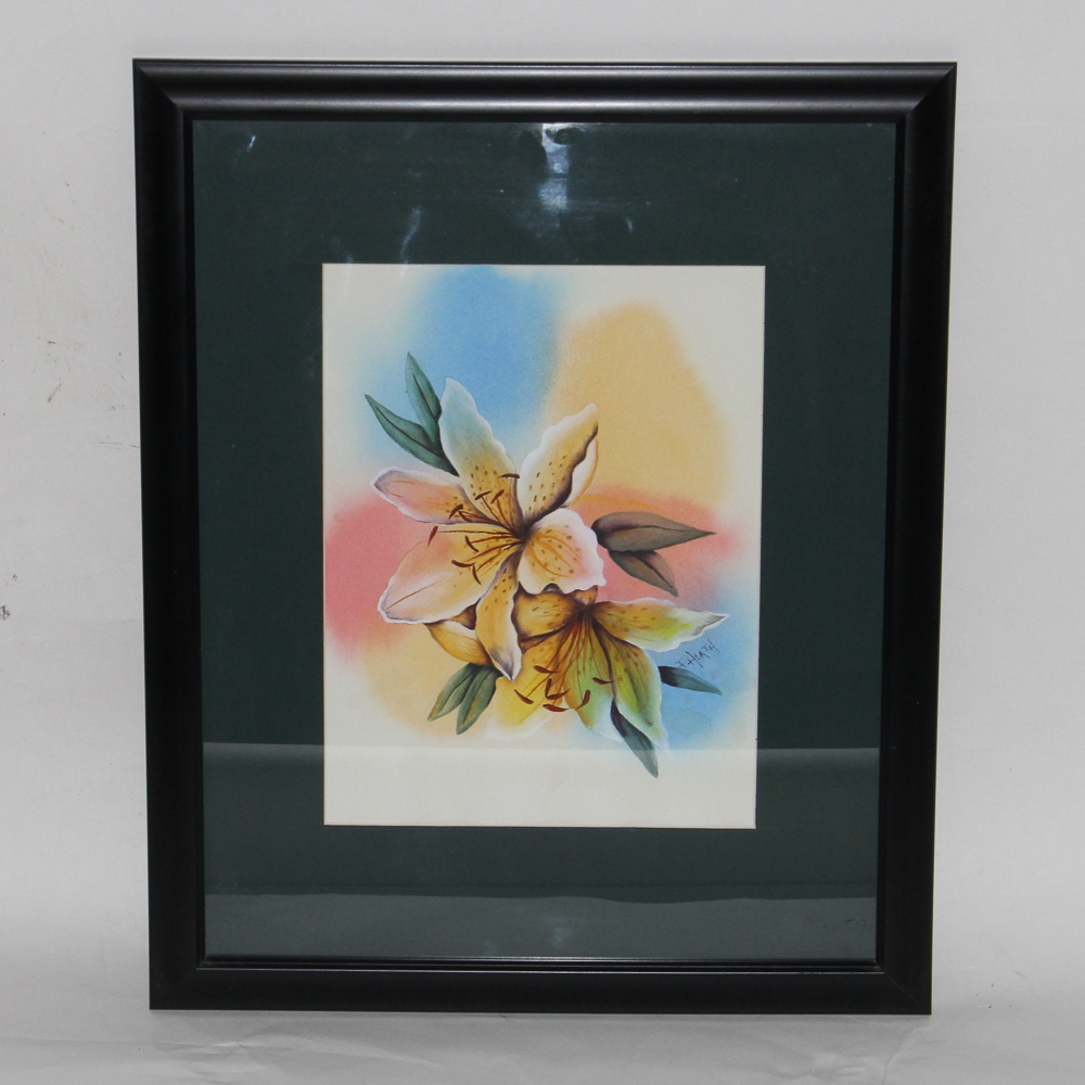 Original Signed Watercolor Painting by Fred Heath, "Lilies"