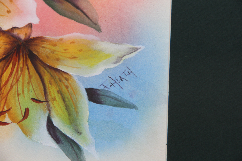 Original Signed Watercolor Painting by Fred Heath, "Lilies"
