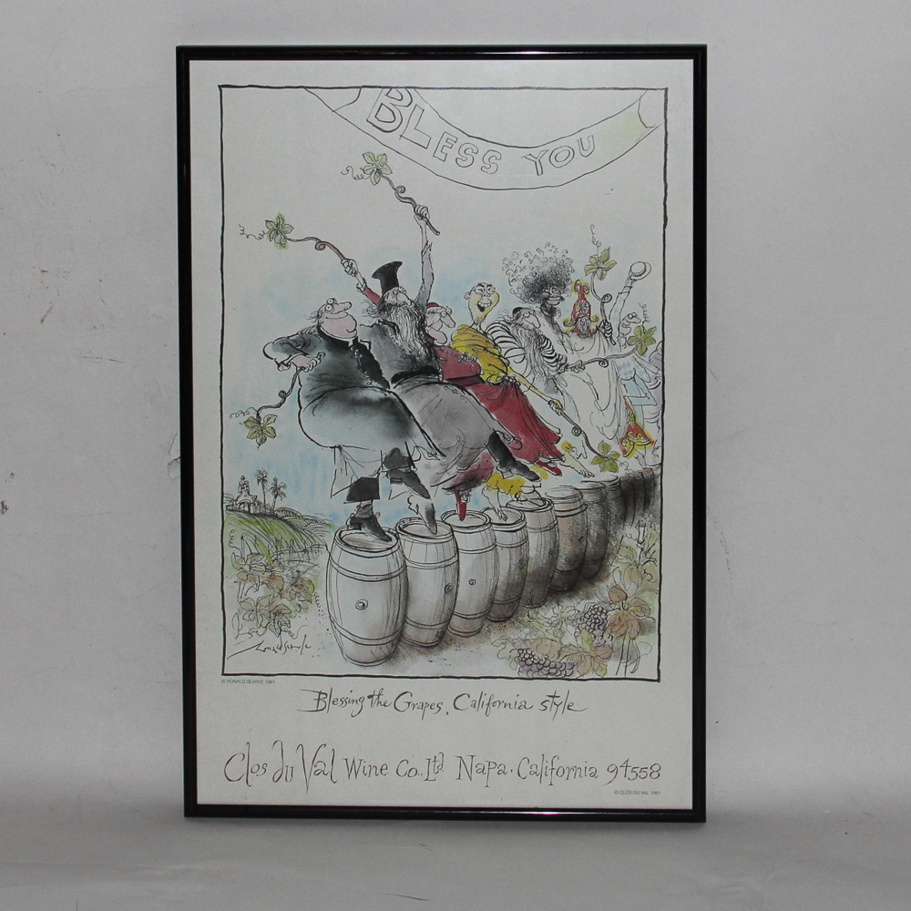 Robert Searle Offset Lithograph, "Blessing the Grapes, California Style"