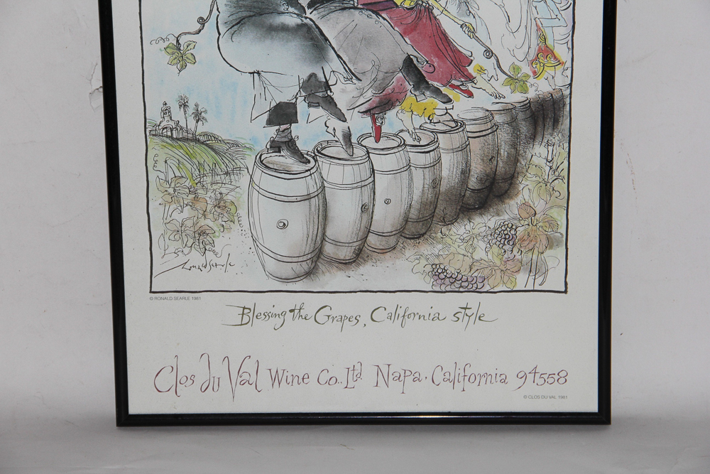 Robert Searle Offset Lithograph, "Blessing the Grapes, California Style"