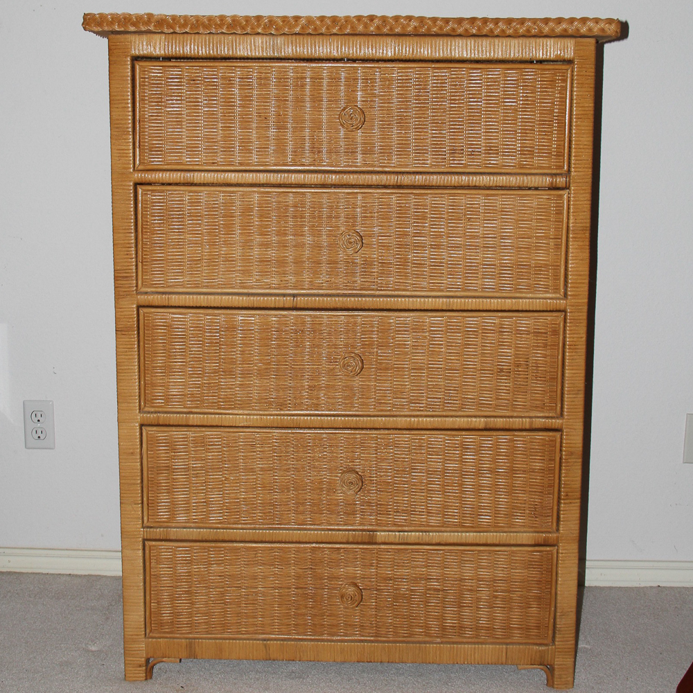 Rattan Wicker Weave Chest of Drawers