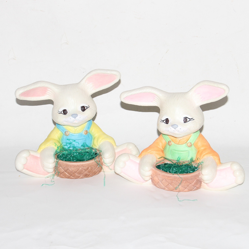 Pair of Bisque Porcelain Easter Rabbits