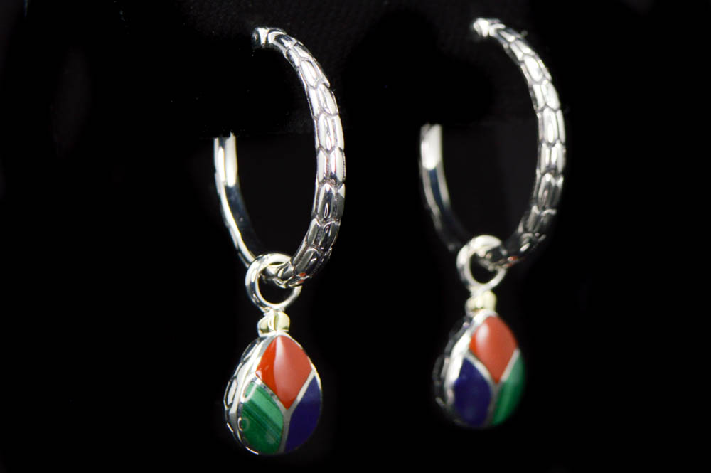 Asch Grossbardt Sterling Silver 18K Gold and Multi Semi-Precious Earrings