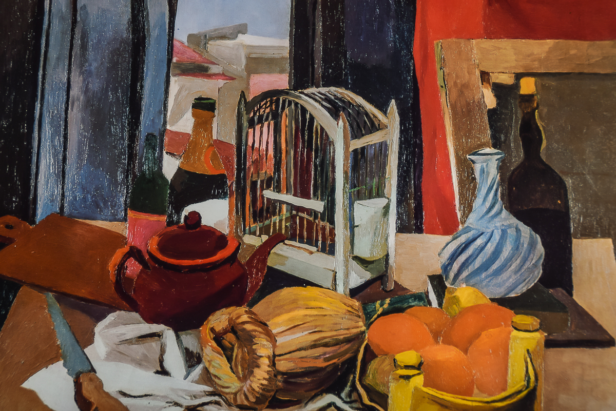 1981 Renato Guttuso "Tavolo, Sedia, Gabbia e Finestra" Art Poster