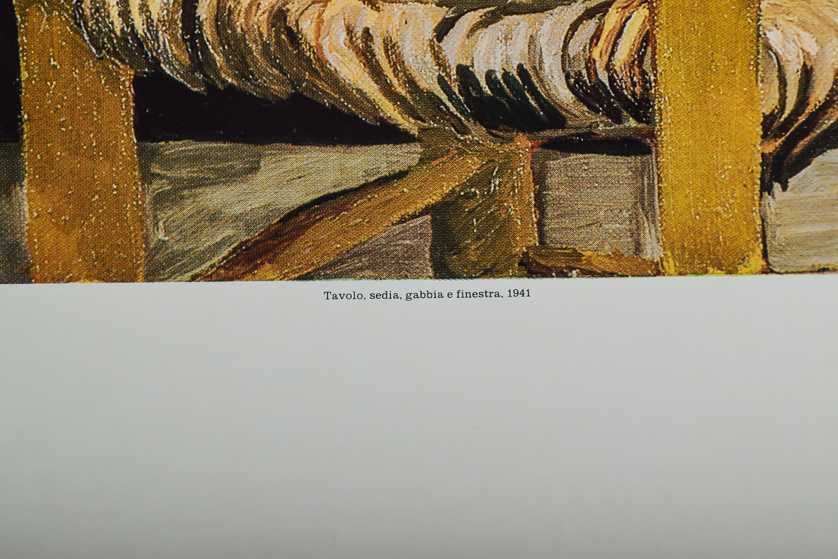 1981 Renato Guttuso "Tavolo, Sedia, Gabbia e Finestra" Art Poster