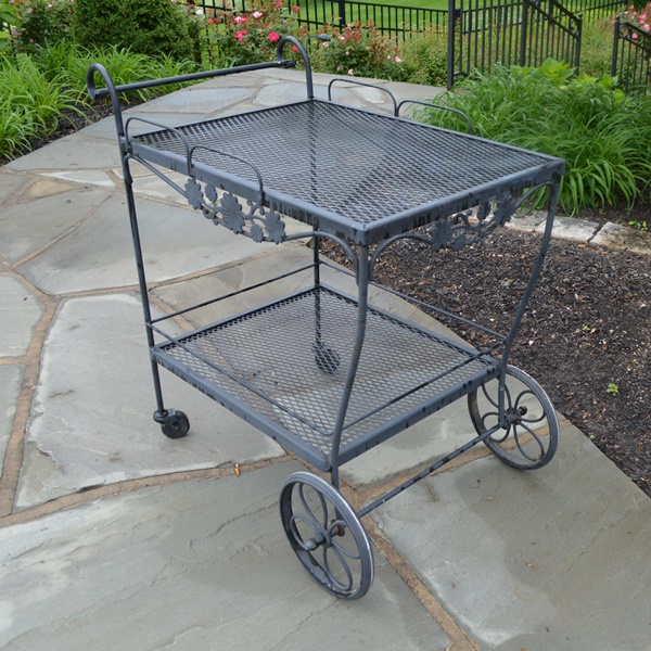 Wrought Iron Outdoor Patio Bar Cart
