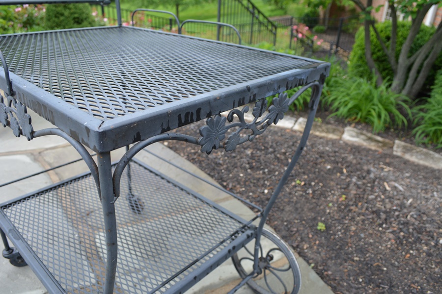 Wrought Iron Outdoor Patio Bar Cart