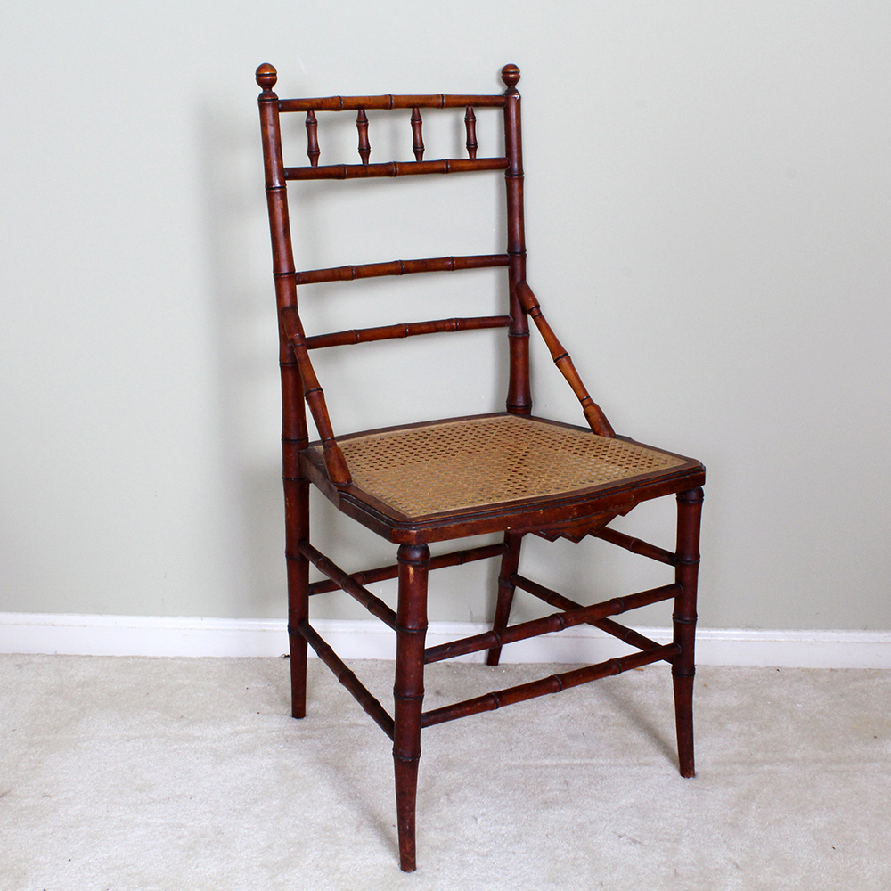 Semi-Antique Bamboo and Caned Side Chair