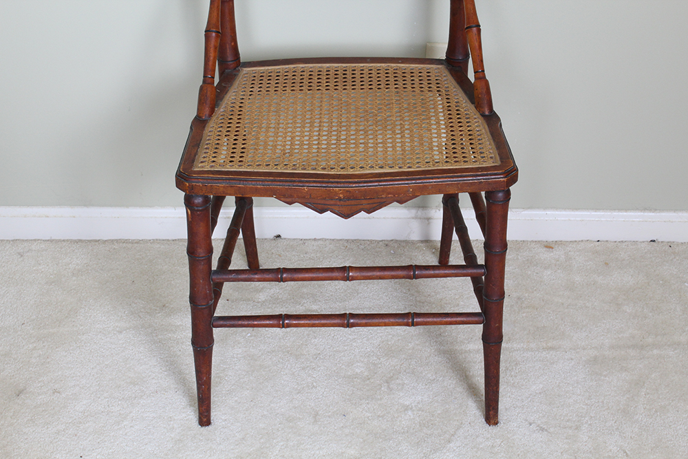 Semi-Antique Bamboo and Caned Side Chair