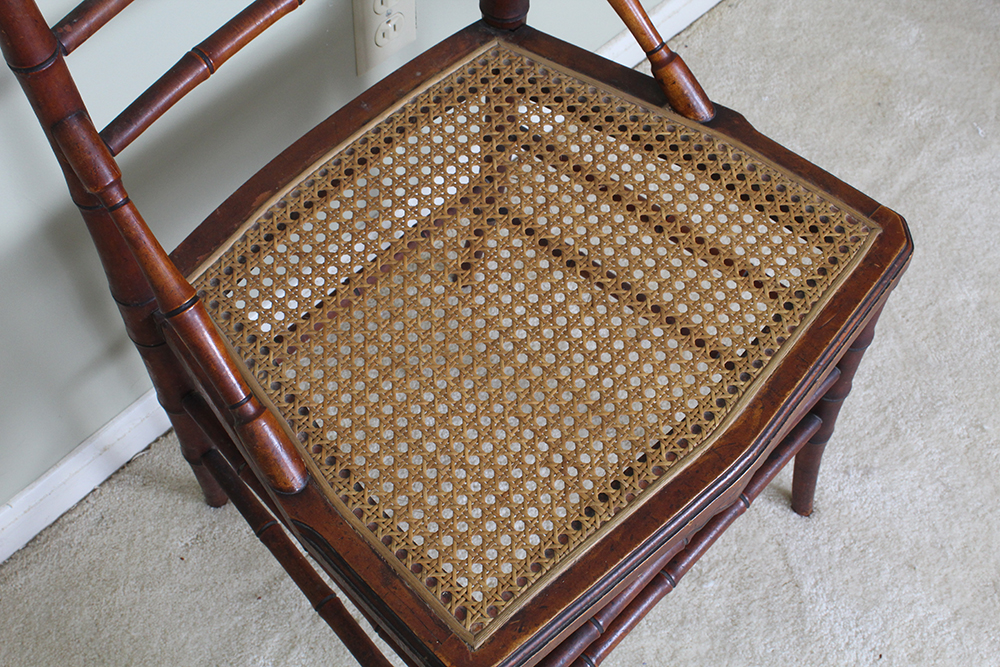 Semi-Antique Bamboo and Caned Side Chair