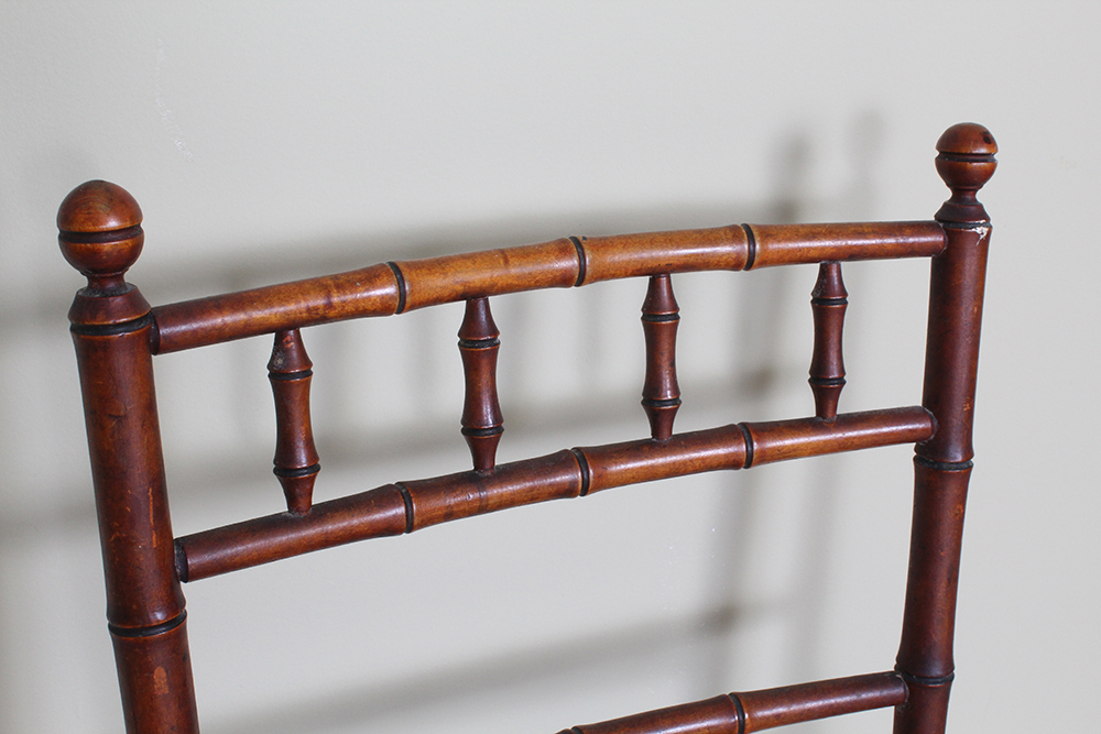 Semi-Antique Bamboo and Caned Side Chair