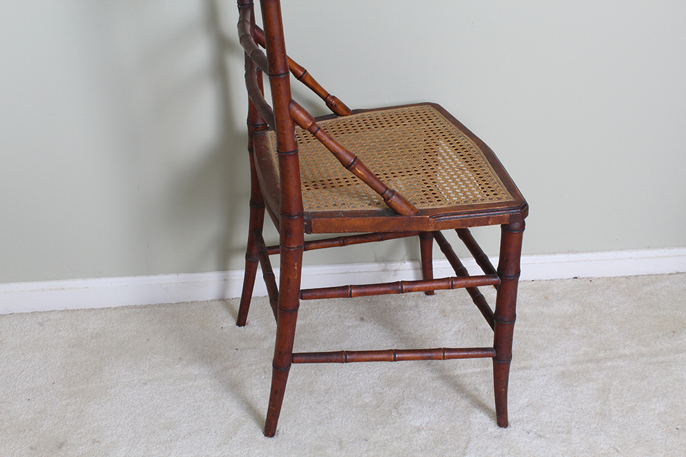 Semi-Antique Bamboo and Caned Side Chair