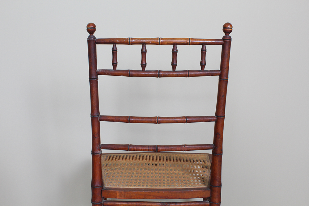 Semi-Antique Bamboo and Caned Side Chair