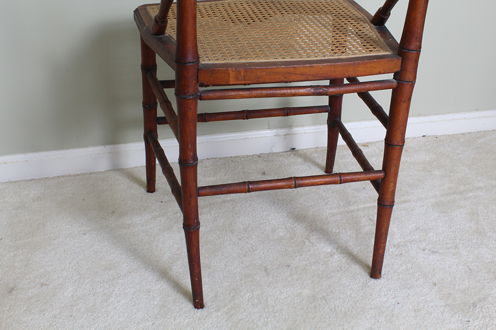 Semi-Antique Bamboo and Caned Side Chair