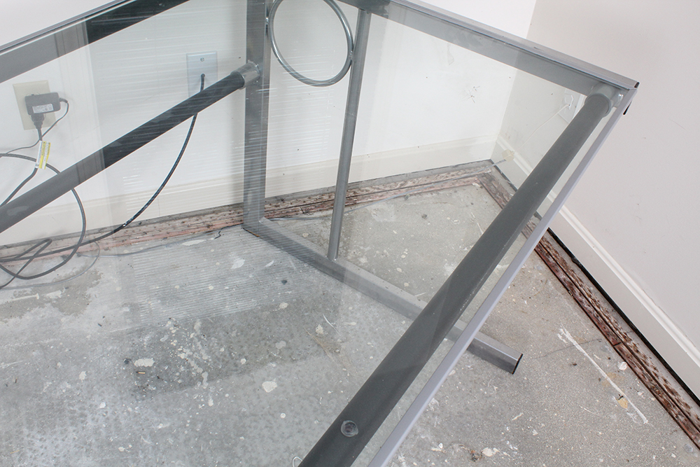 Large Contemporary Chrome and Glass Desk