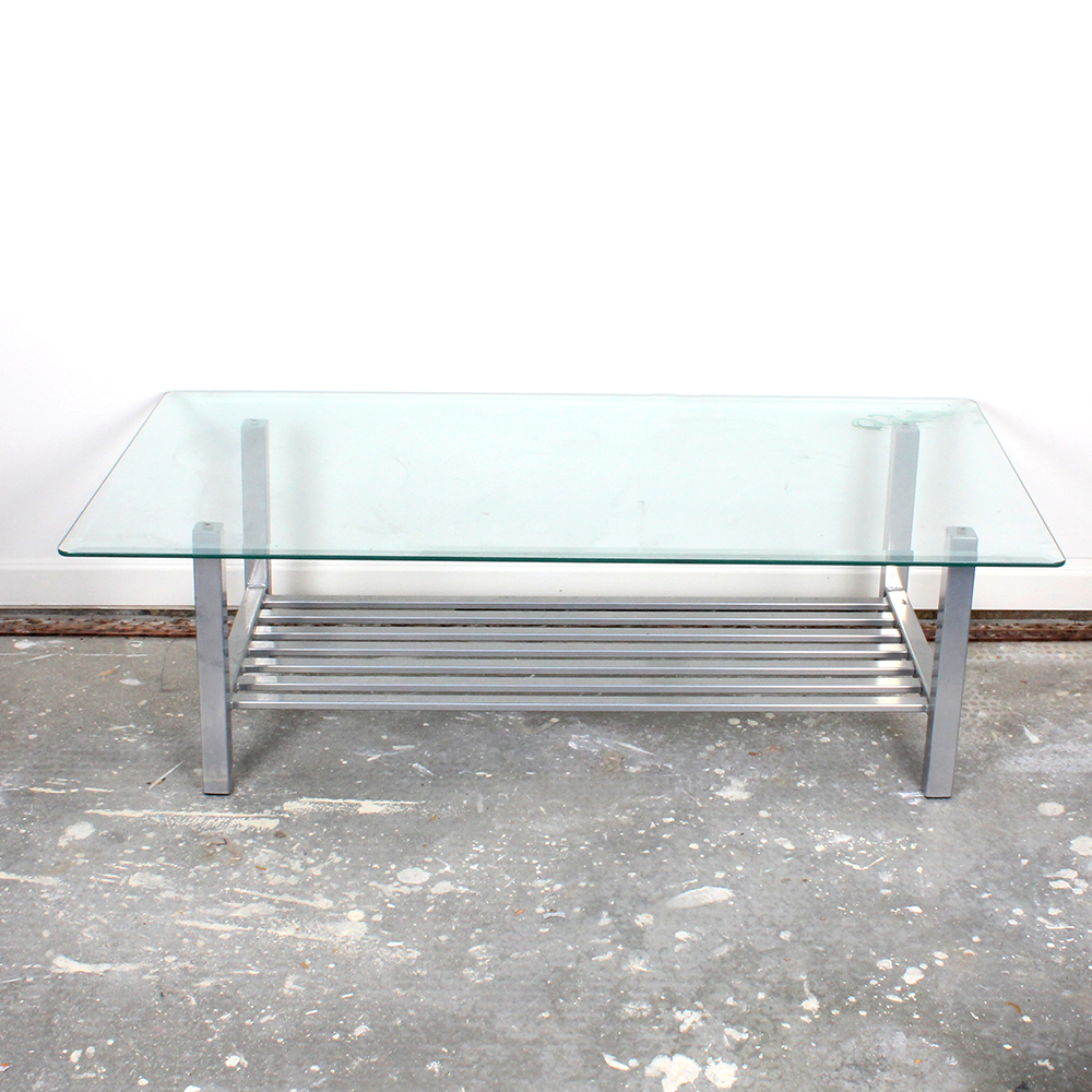 Contemporary Chrome and Glass Coffee Table