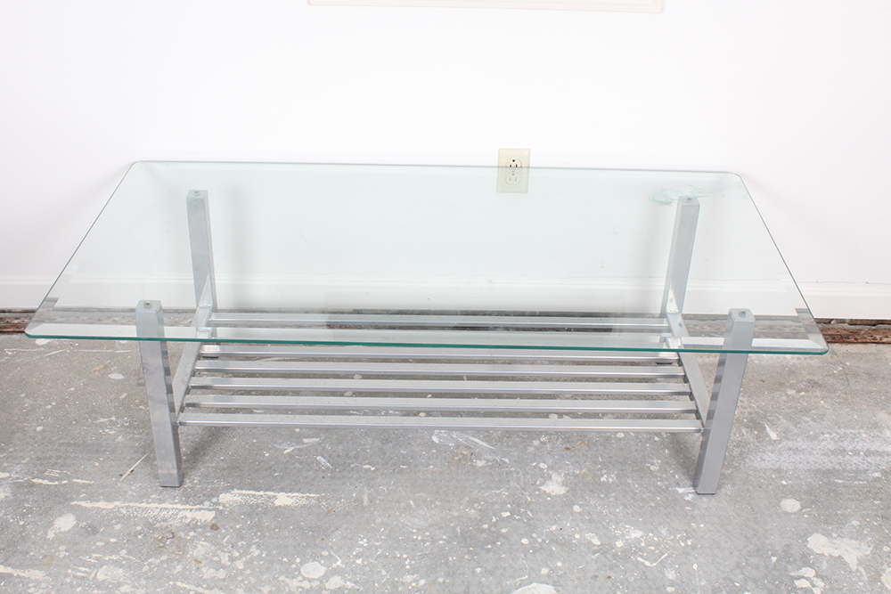 Contemporary Chrome and Glass Coffee Table
