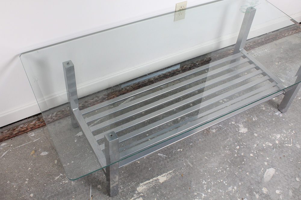 Contemporary Chrome and Glass Coffee Table