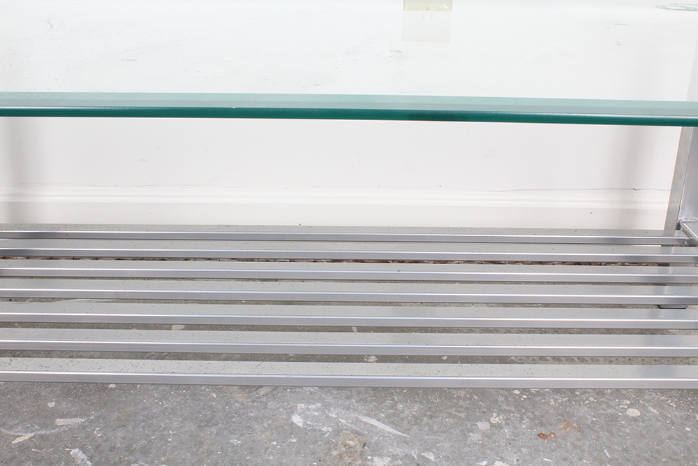 Contemporary Chrome and Glass Coffee Table