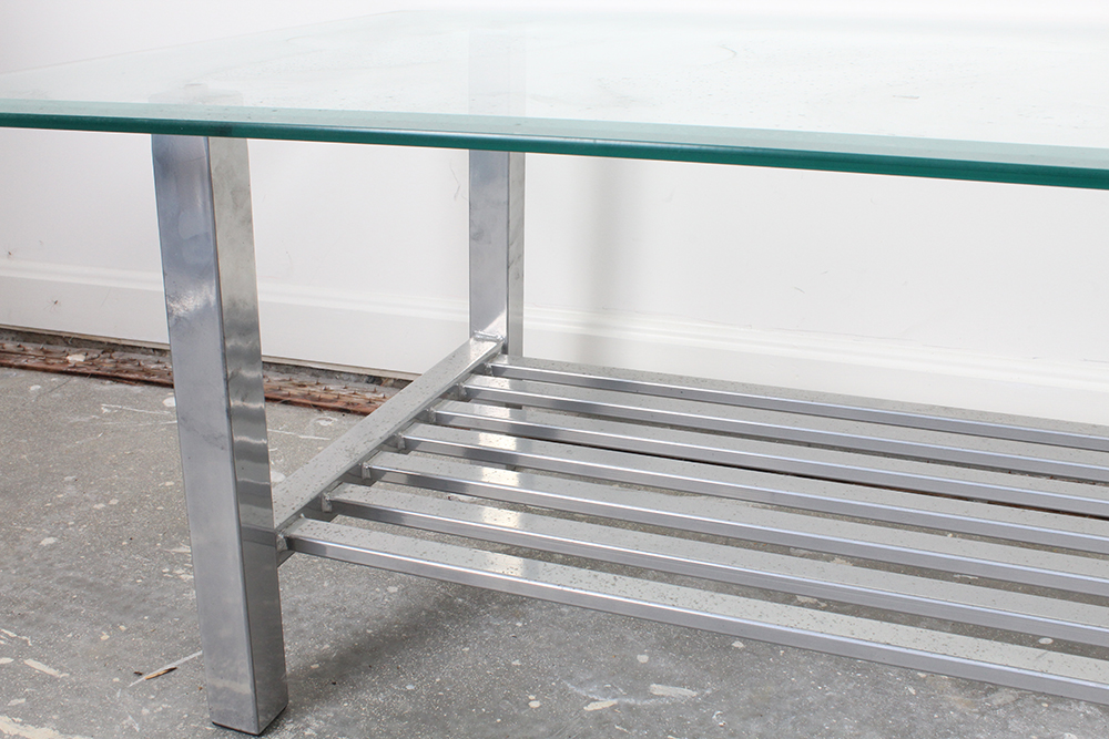 Contemporary Chrome and Glass Coffee Table