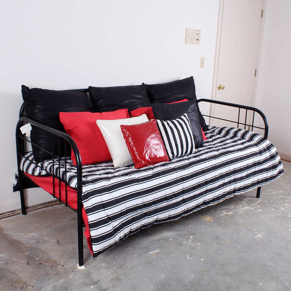 Contemporary Cast Metal Daybed Frame with Mattress