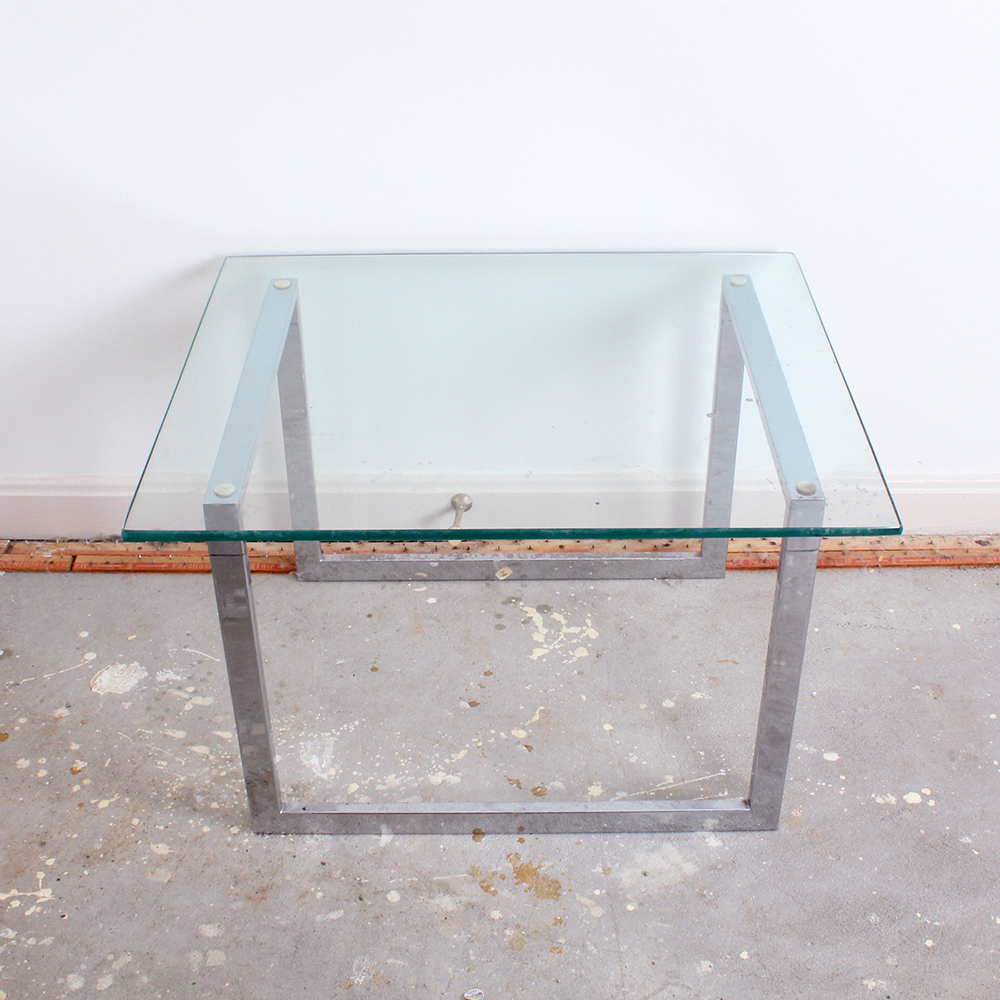 Contemporary Chrome and Glass Side Table