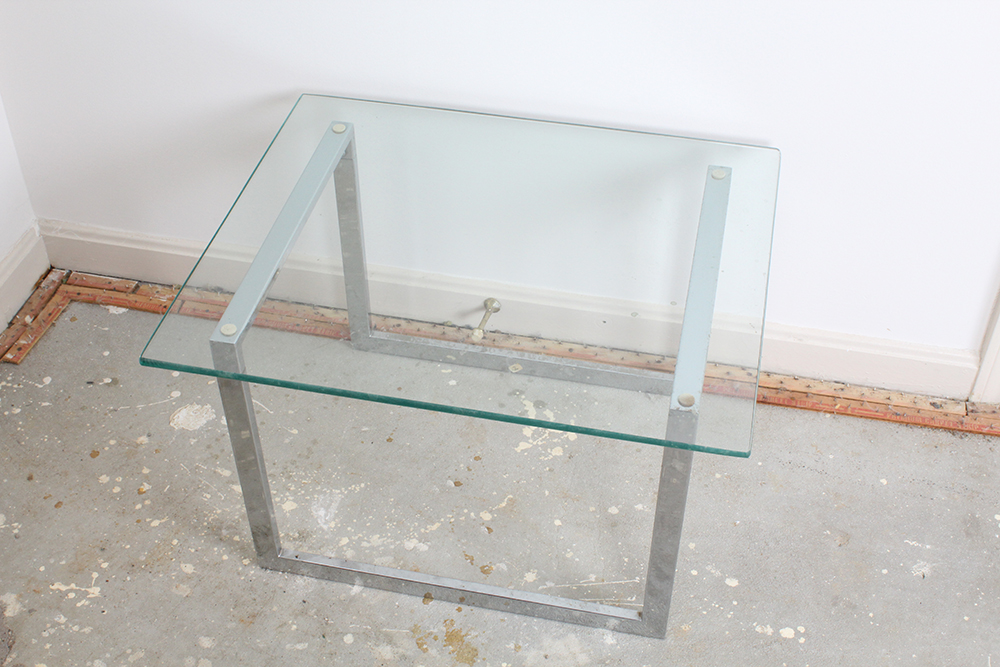 Contemporary Chrome and Glass Side Table