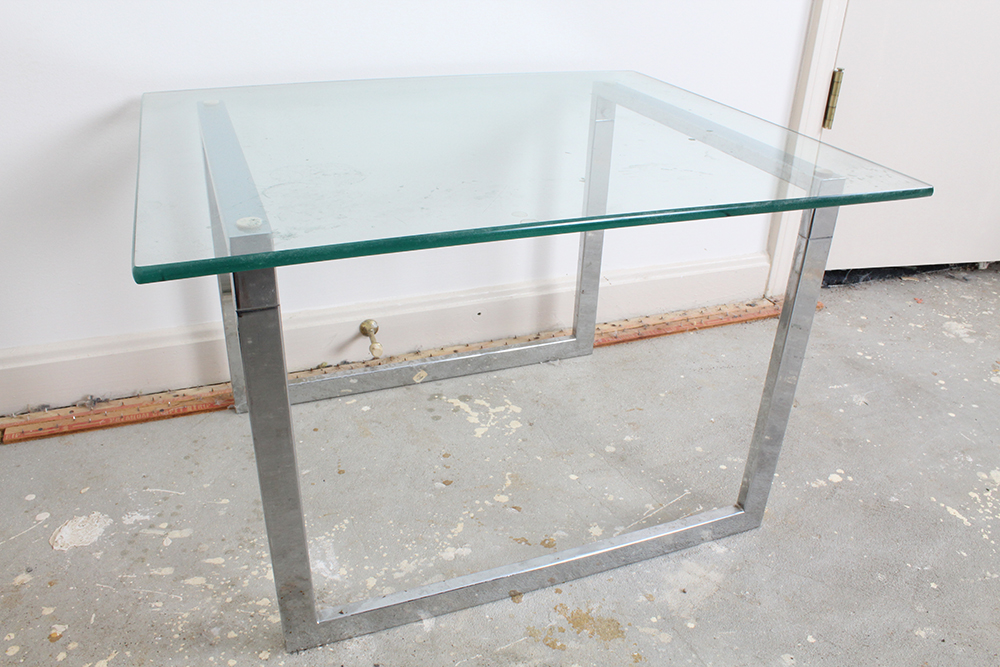 Contemporary Chrome and Glass Side Table