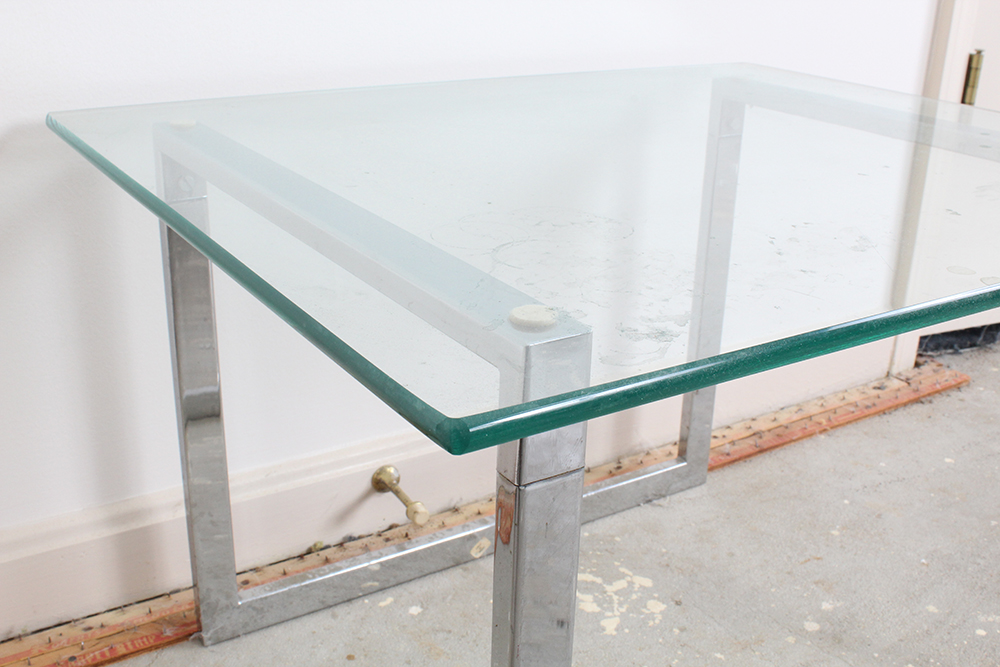 Contemporary Chrome and Glass Side Table