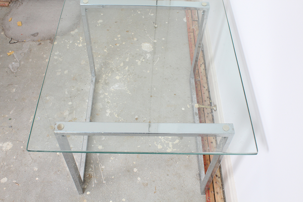Contemporary Chrome and Glass Side Table