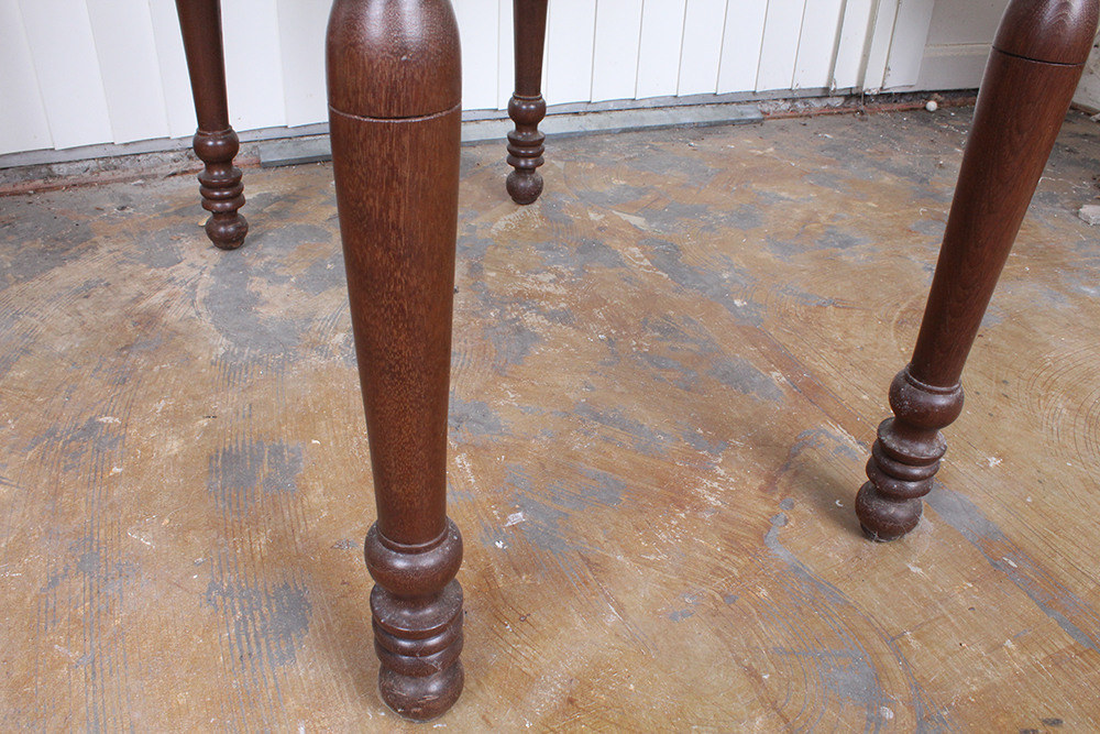 Walnut Stained Poplar Round Drop Leaf Table
