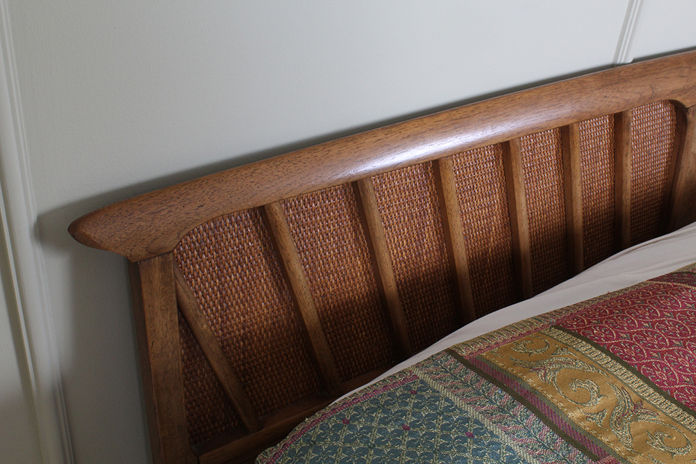 Mid-Century Modern King Bed Frame, Mattress and Linens