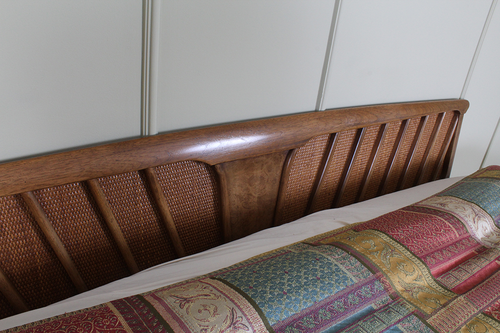 Mid-Century Modern King Bed Frame, Mattress and Linens