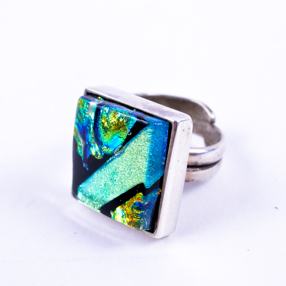 Sterling and Art Glass Necklace and Ring by Terika Blake