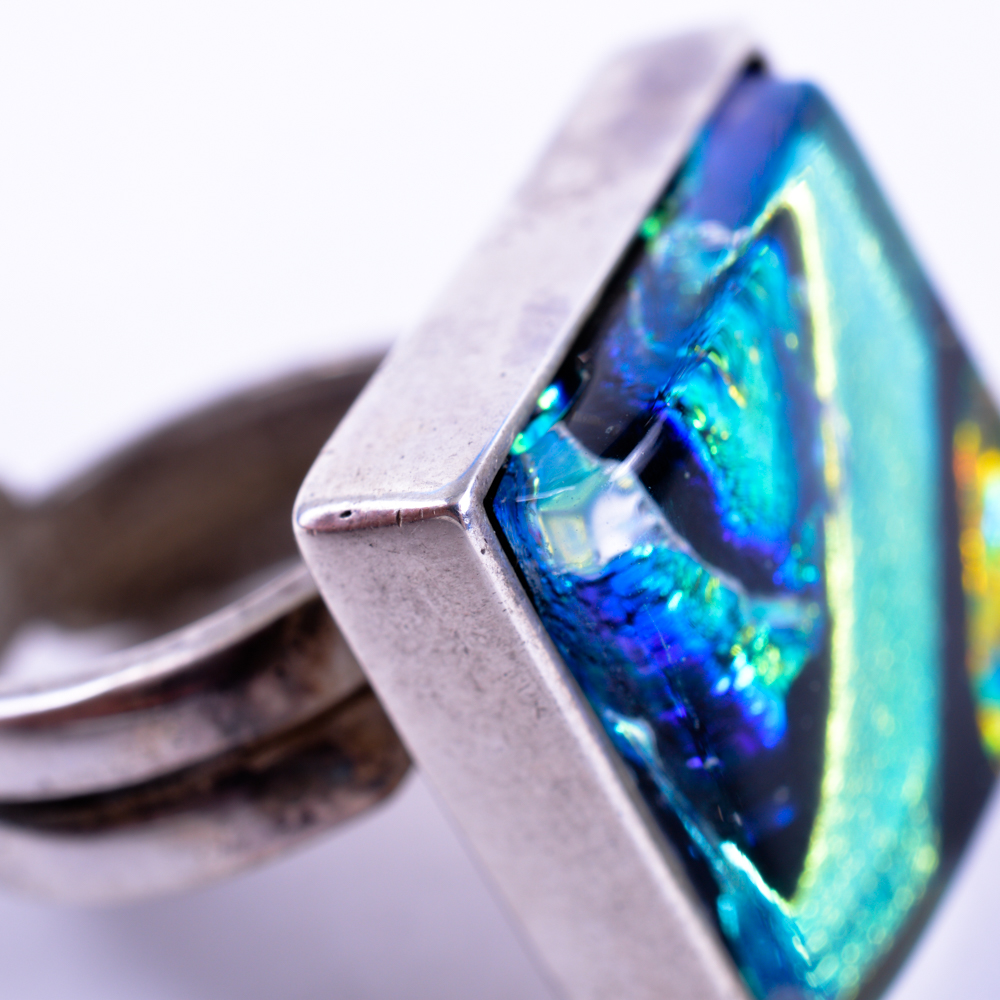 Sterling and Art Glass Necklace and Ring by Terika Blake