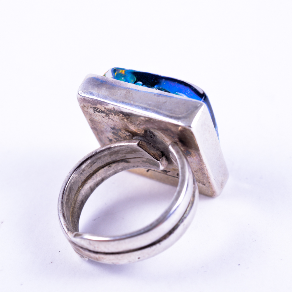 Sterling and Art Glass Necklace and Ring by Terika Blake