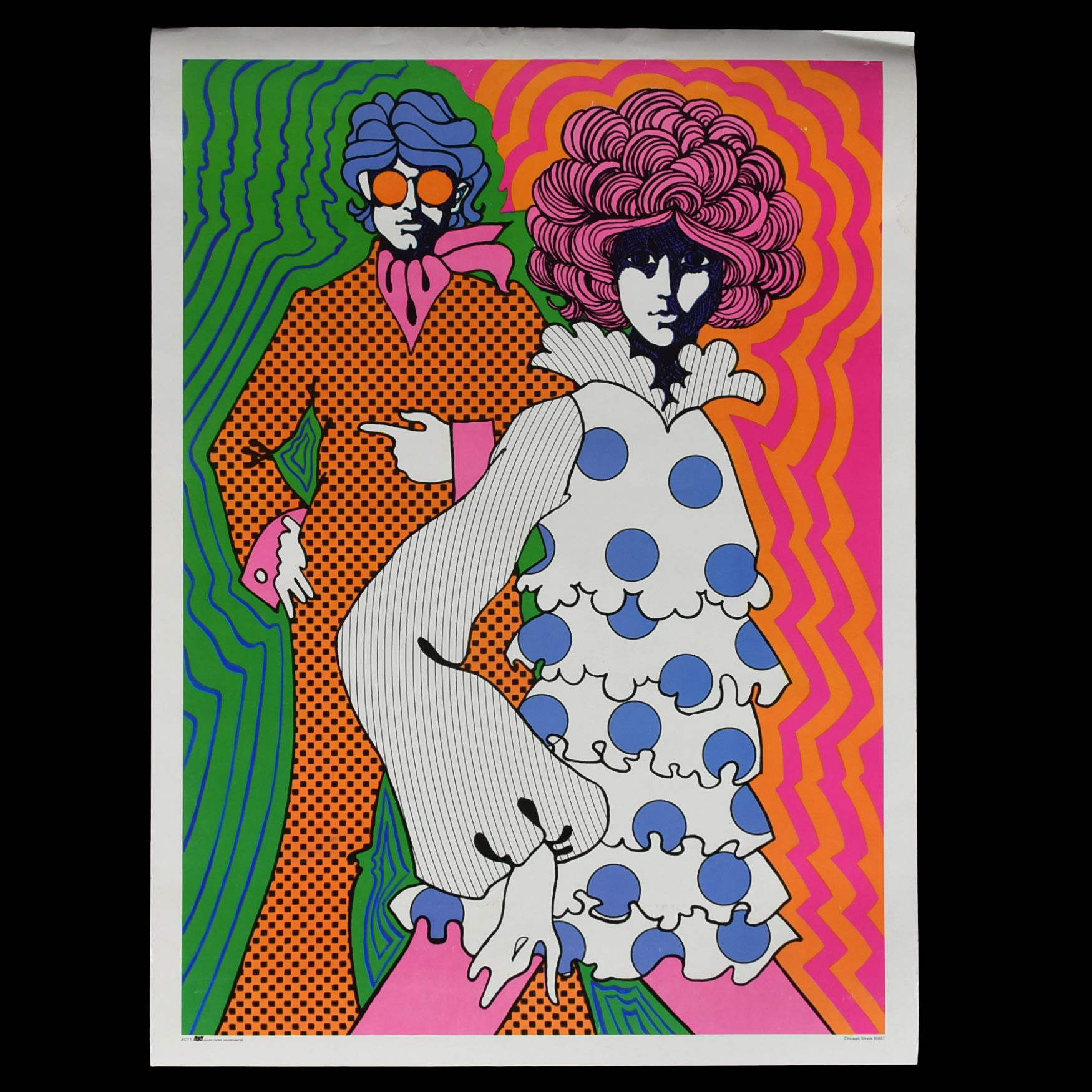 Vintage 1960s Psychedelic Couple Poster