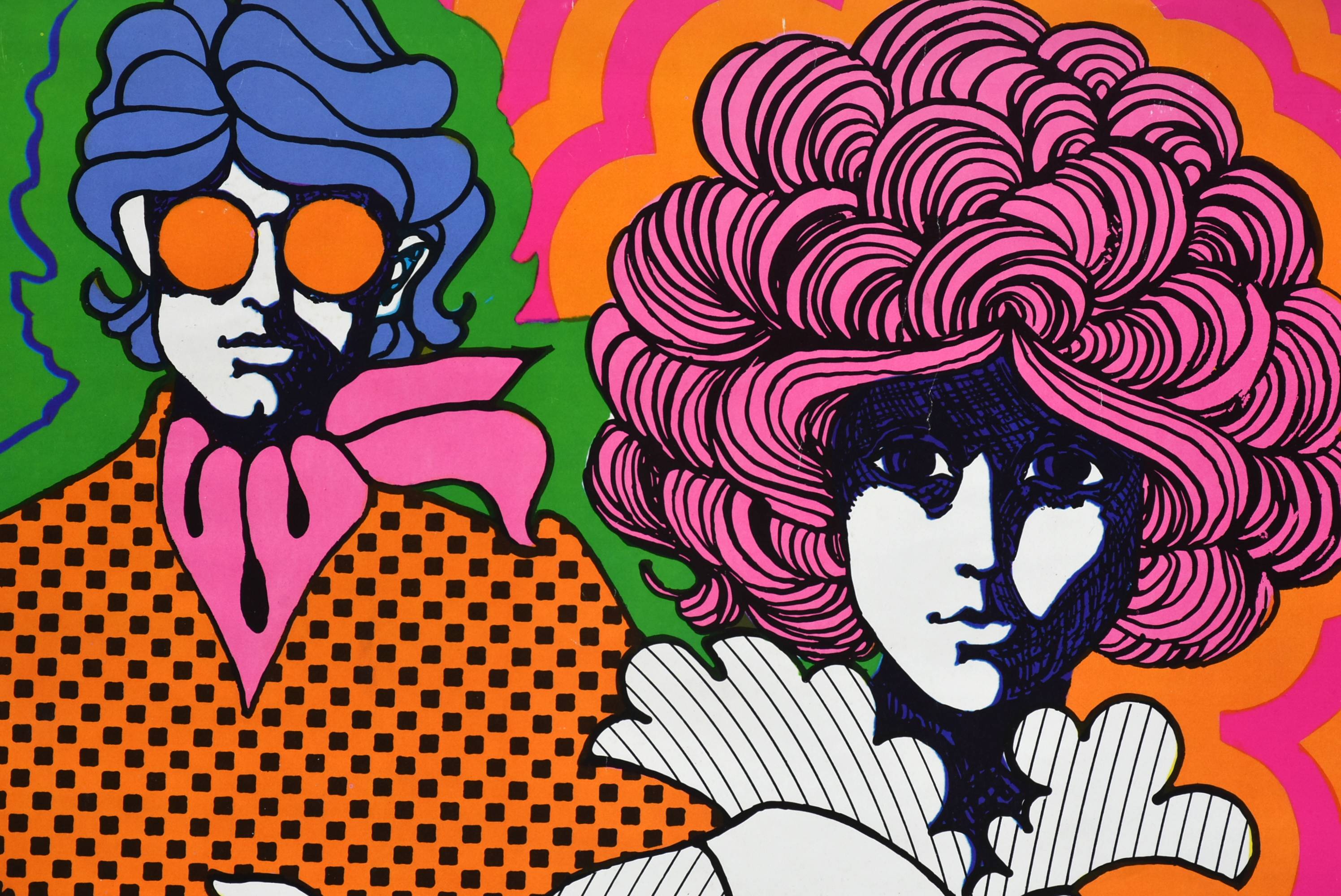 Vintage 1960s Psychedelic Couple Poster