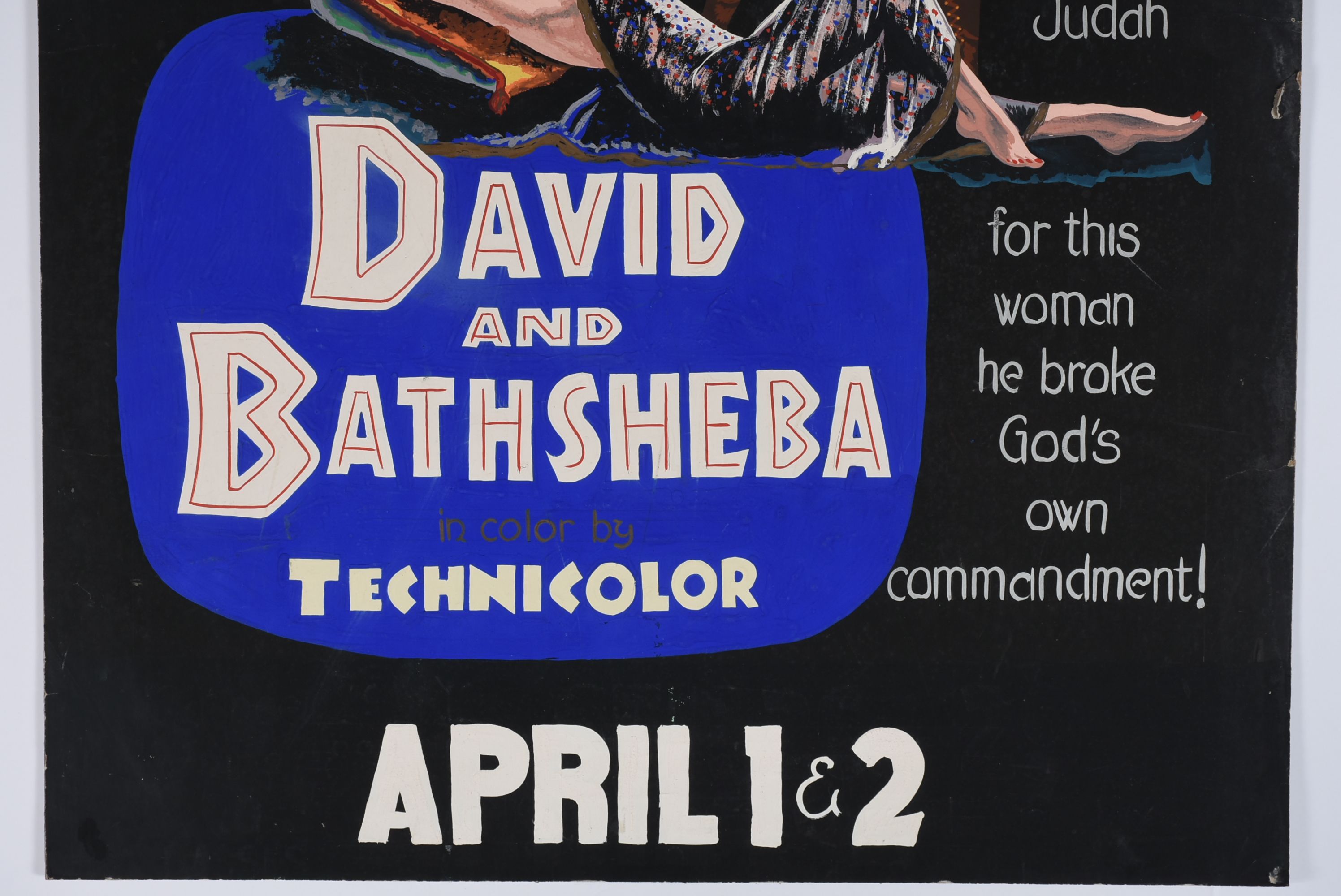 Vintage 1950s Hand-Painted Movie Poster "David and Bathsheba"